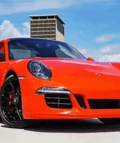 Orange Porsche Car paint by numbers