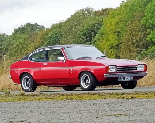 Red Mk1 Ford Capri Paint by numbers