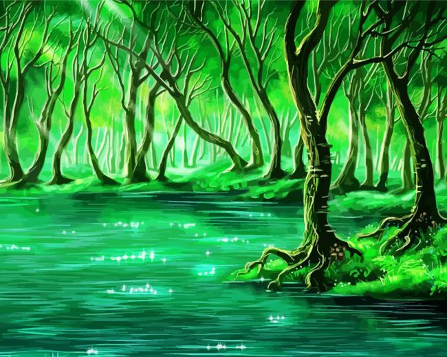 Wonderful Green Forest paint by numbers