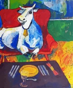 Cow in a sofa art paint by number