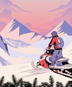 Illustration Snowmobile Rider paint by numbers