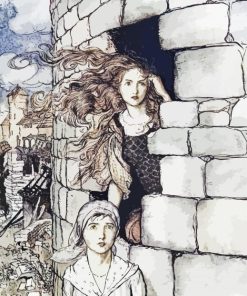 Maid Maleen brothers Grimm by Arthur rackham paint by number