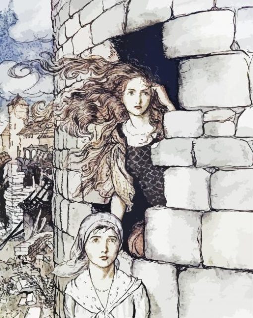 Maid Maleen brothers Grimm by Arthur rackham paint by number