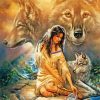 Native Wolves And Lady Paint by numbers