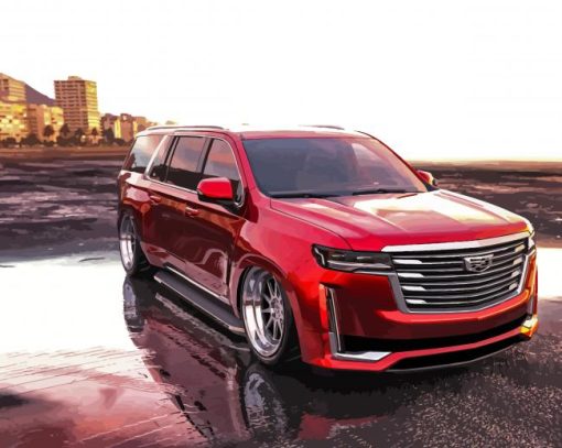 Red Cadillac Escalade Car paint by numbers