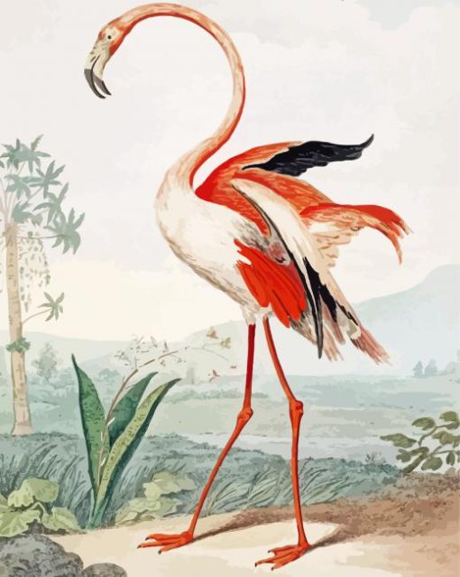 Vintage Flamingo paint by number