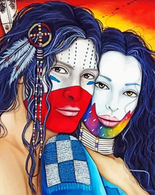 Aesthetic Native American Couple Paint by numbers