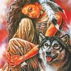 Native Woman And Wolf Paint by numbers