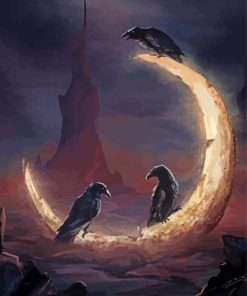 Ravens Birds and Moon Paint by numbers