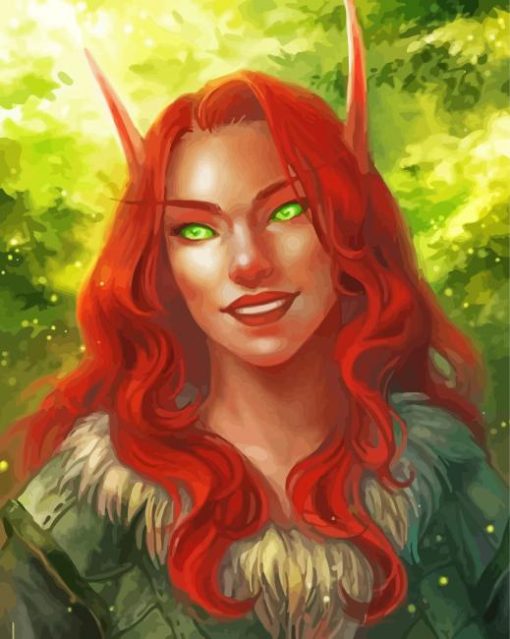 Redhead Blood Elf World of Warcraft paint by numbers