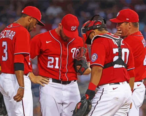 Washington Nationals Baseball Players paint by numbers