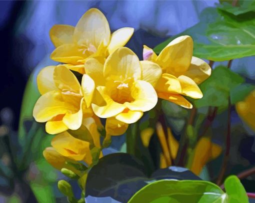yellow flower Freesia paint by number
