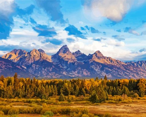 Grand Tetons Landscape Paint by numbers