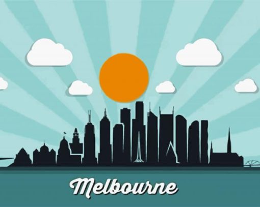 Melbourne Skyline Poster Paint by numbers