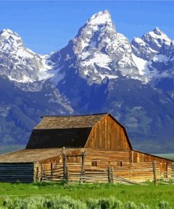 Grand Tetons Barn Paint by numbers