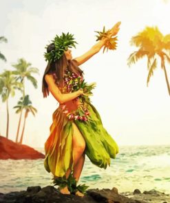 Hawaiian Girl Hula Dance Paint by numbers