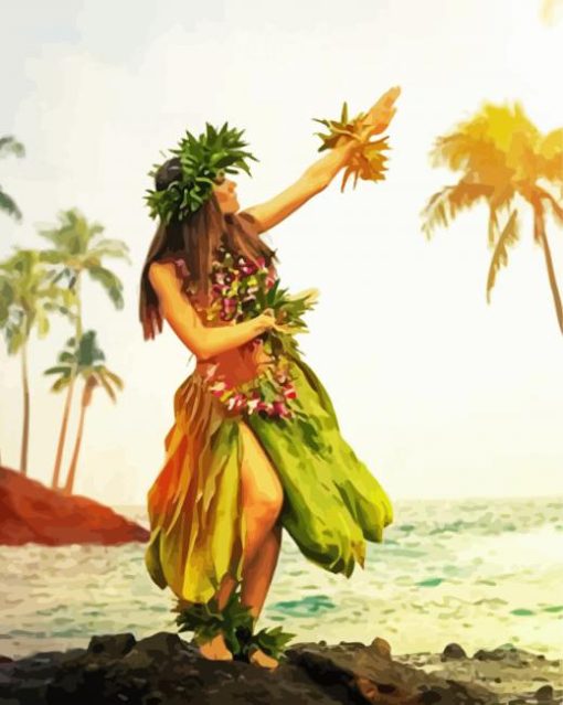 Hawaiian Girl Hula Dance Paint by numbers