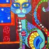 Folk Cat paint by numbers