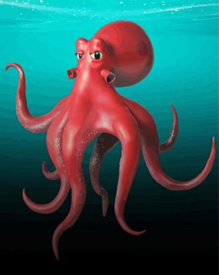 Red Octopus paint by number