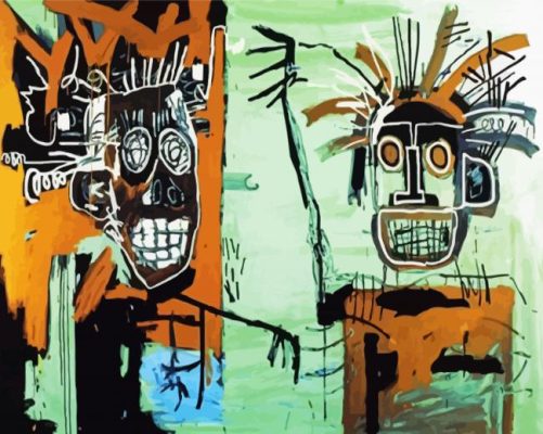Two Heads On Gold By Jean Michel Basquiat  paint by number