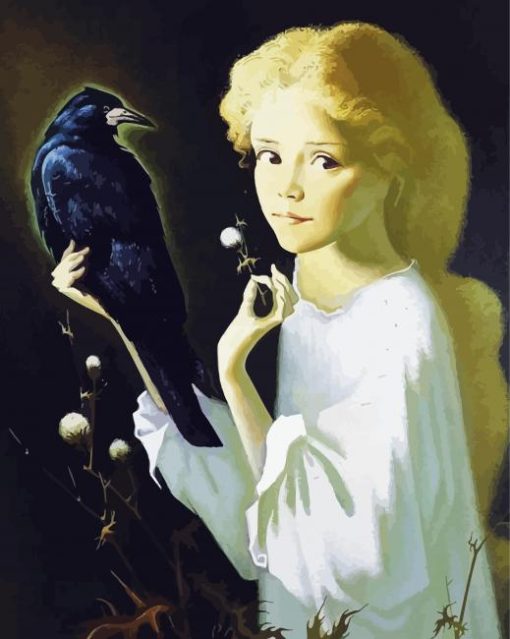 Girl And Bird paint by number