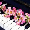 Aesthetic Pink Flowers And Piano paint by numbers