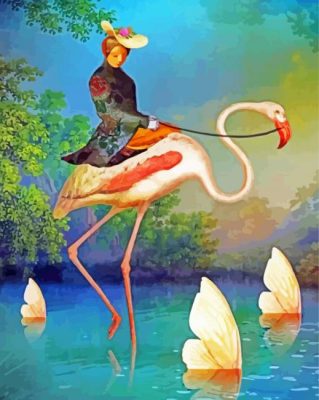 Woman On Flamingo paint by number