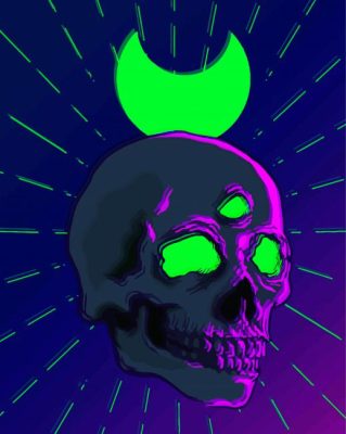Neon Skull And Moon   paint by numbers