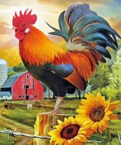 Rooster And Sunflowers paint by numbers
