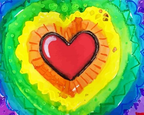 Aesthetic Rainbow Heart paint by numbers 