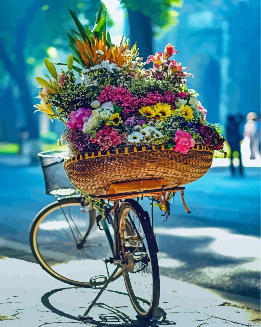 Aesthetic Flowers Bike paint by numbers