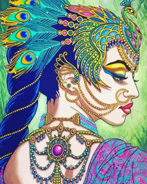 Psychedelic Indian Woman paint by numbers
