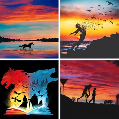 silhouette painting by numbers
