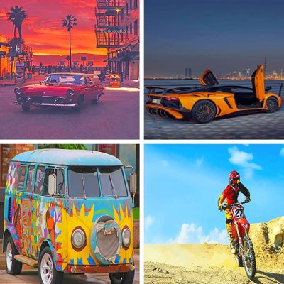 Vehicles painting by numbers