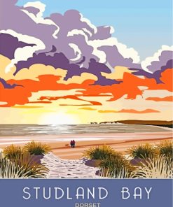 Studland Beach Poster paint by numbers