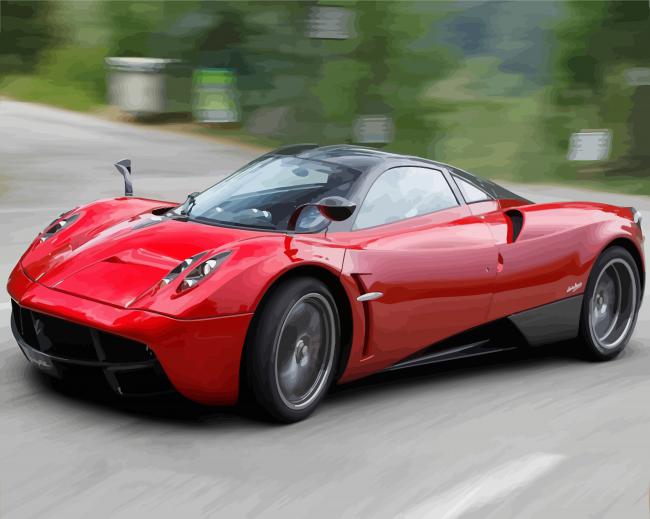 Red Pagani Huayra Car paint by numbers