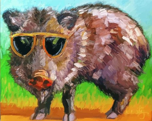 Javelina With Glasses  paint by numbers