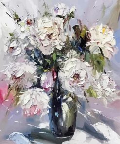 White Abstract Flowers paint by numbers