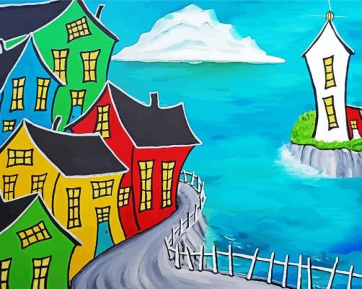 Aesthetic Crooked Houses paint by numbers