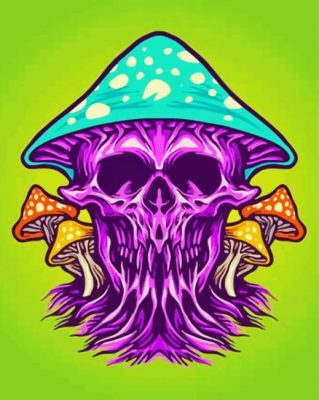 Trippy Mushroom Skull paint by numbers