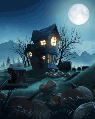 Haunted Cabin  paint by numbers