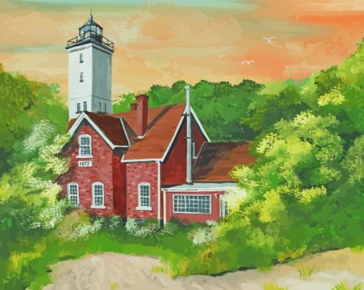 Presque Isle Lighthouse Pennsylvania paint by numbers