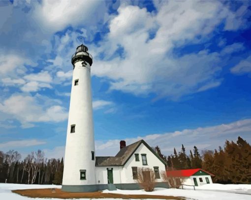 Presque Isle Lighthouse paint by numbers