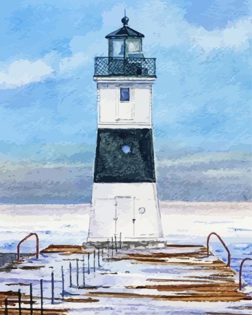 Aesthetic Presque Isle Lighthouse paint by numbers