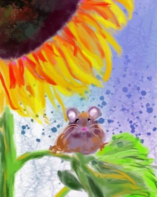 Aesthetic Sunflower With Mouse  paint by numbers