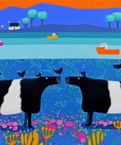 Belted Galloway Cattles paint by numbers