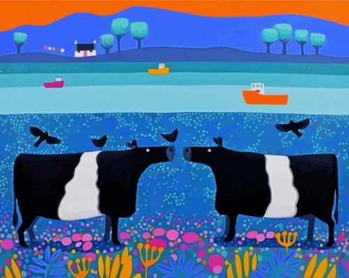 Belted Galloway Cattles  paint by numbers