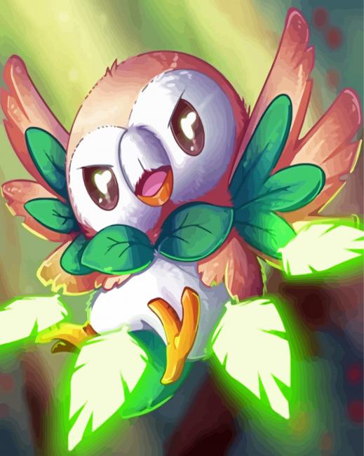 Cute Rowlet Anime - Paint By Numbers - NumPaint - Paint by numbers