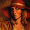 Vintage Girl In Red Hat paint by numbers