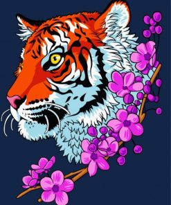 Aesthetic Tiger And Flowers paint by numbers